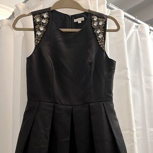 Shoshanna women’s party black satin beaded dress - size 0.